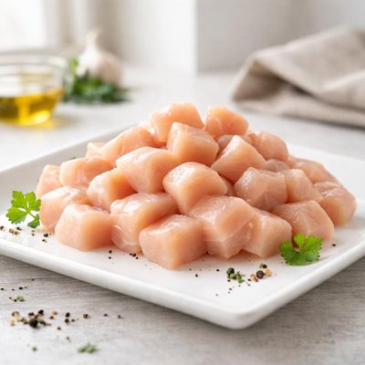 Diced british chicken breast