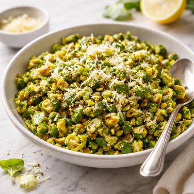 Diced brussels sprouts with parmesan