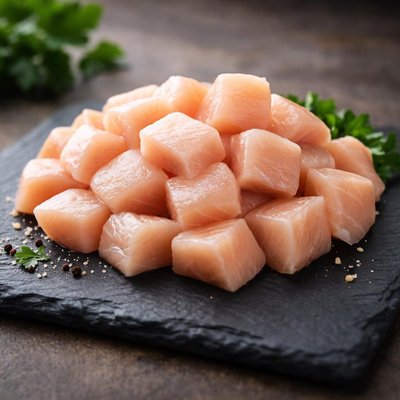 Diced chicken breasts
