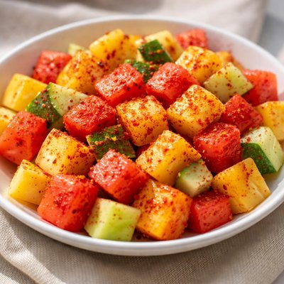 Diced fruit with chili powder