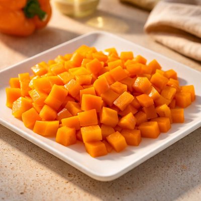 Diced orange bell peppers