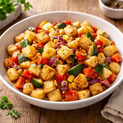 Diced potatoes with vegetables