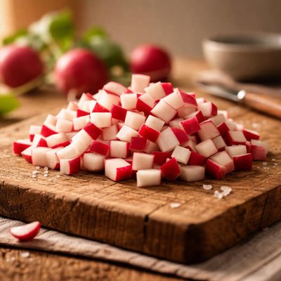 Diced radishes