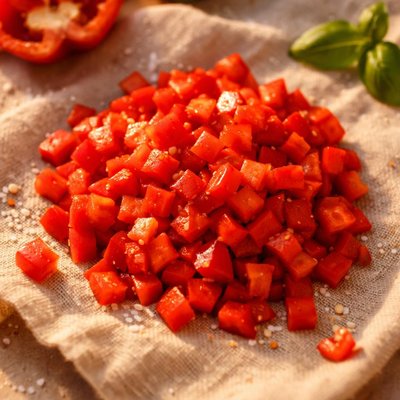 Diced red bell peppers