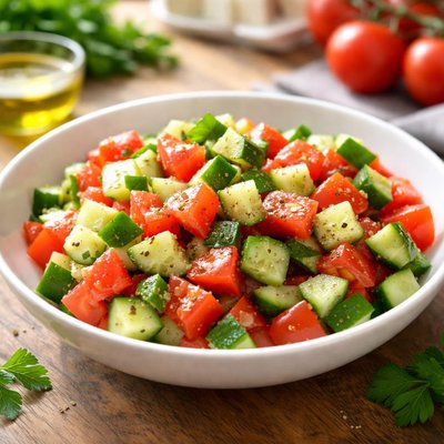 Diced tomatoes and cucumbers