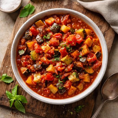 Diced vegetables in tomato sauce