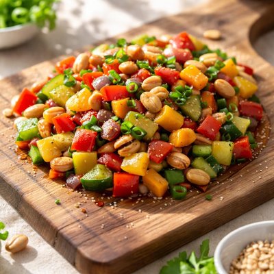 Diced vegetables with peanuts