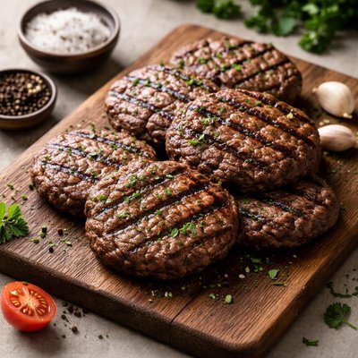 Diet lean ground beef grilled