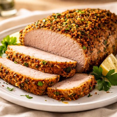 Dijon crusted pork loin