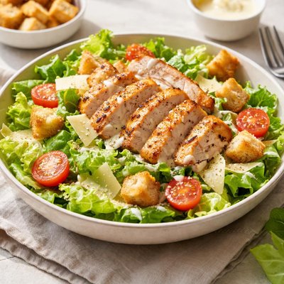 Dinner caesar salad with chicken