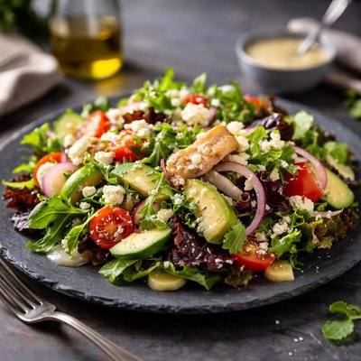 Dinner salad with dressing