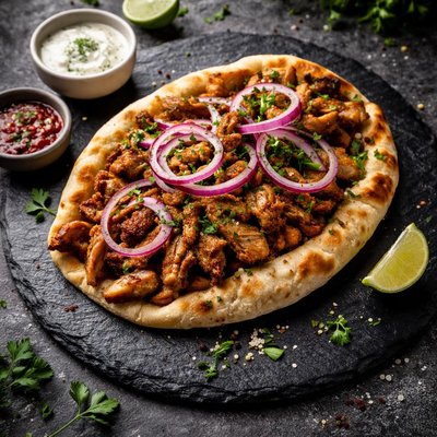 Doner kebab with onions