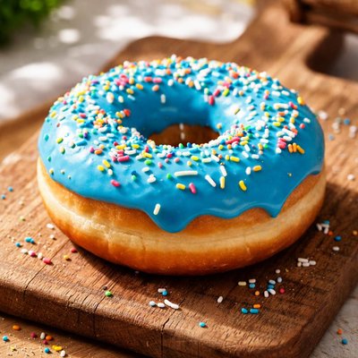 Donut with blue icing and sprinkles