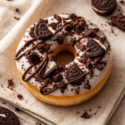 Donut with cookies and cream topping