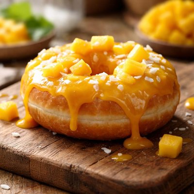 Donut with mango sauce