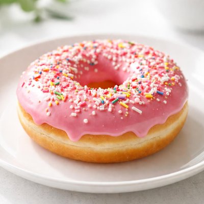 Donut with pink icing and sprinkles