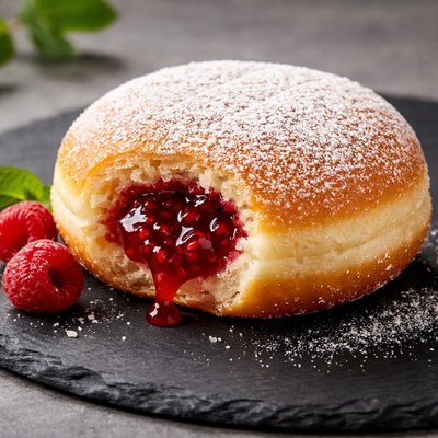 Donut with rashberry jam