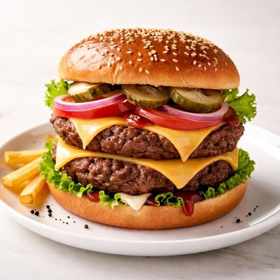 Double bigger burger with cheese