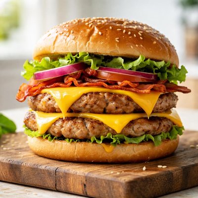 Double cheese pork burger