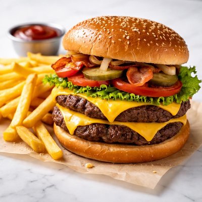 Double cheeseburger fries
