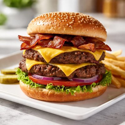 Double cheeseburger with bacon