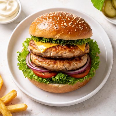 Double chicken patty burger