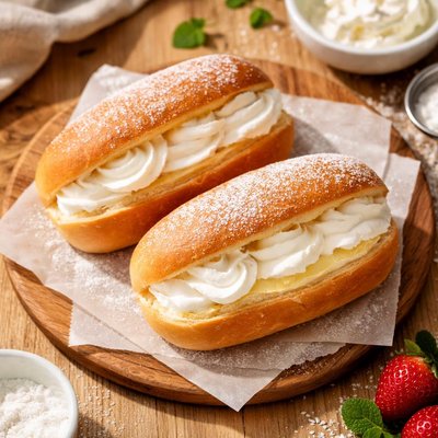 Double cream bun