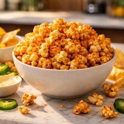 Double good in queso fire popcorn