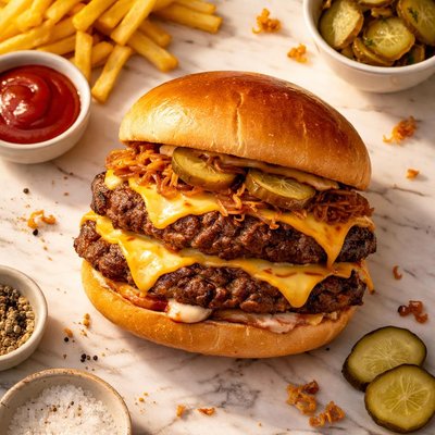 Double manna smash cheeseburger