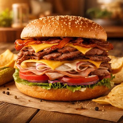 Double meat sandwich