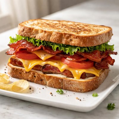 Double smoked bacon cheddar sandwich