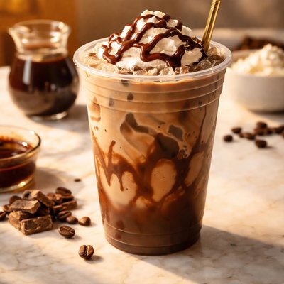 Doubleshot iced shaken venti size mocha sauce