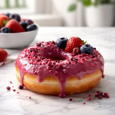 Doughnut with berry glaze