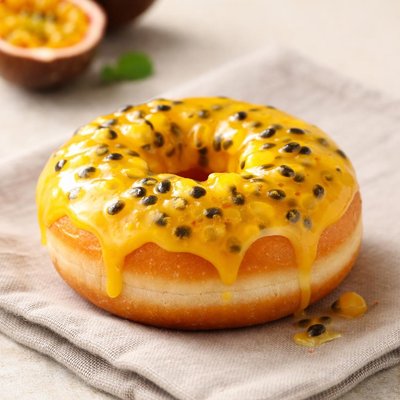 Doughnut with passion fruit topping