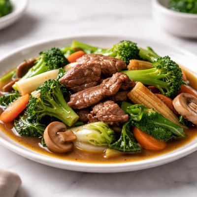 Doytao vegetables in oyster sauce with beef