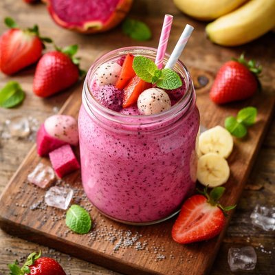 Dragonfruit strawberry banana smoothie