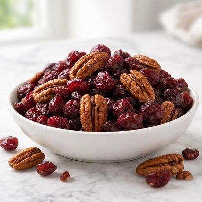 Dried cranberries and candied pecans