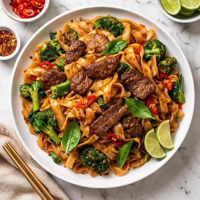 Drunken noodles with beef