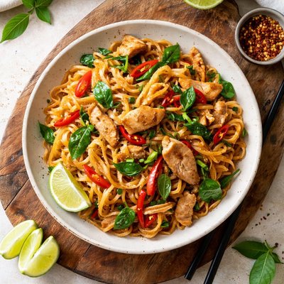 Drunken noodles with chicken
