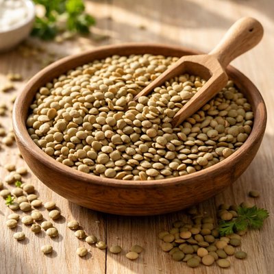 Dry green lentils