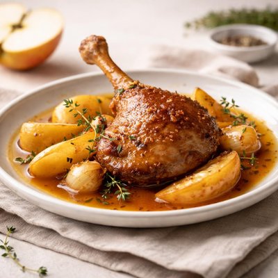 Duck braised in apple juice