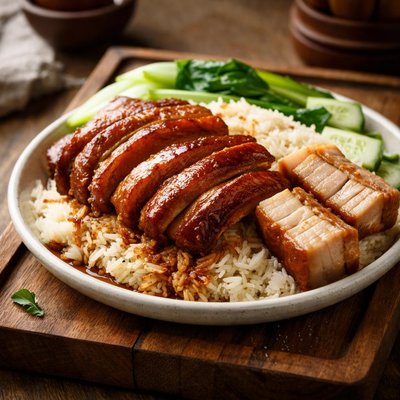 Duck rice with roasted pork