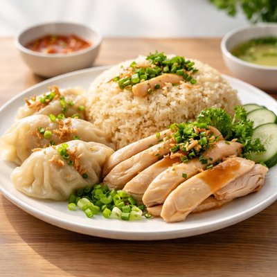 Dumplings chicken rice