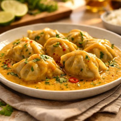 Dumplings in curry sauce
