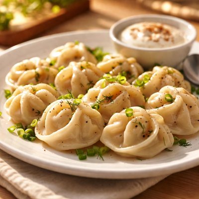 Dumplings with sauce