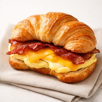 Dunkin bacon egg and cheese on croissant