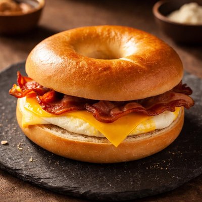Dunkin bacon egg and cheese plain bagel