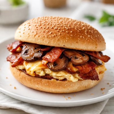 Dunkin bacon mushroom bunwich