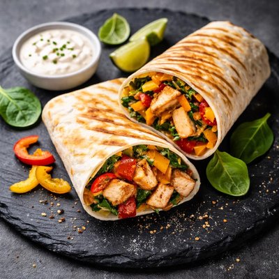 Dunkin chicken and roasted pepper wrap