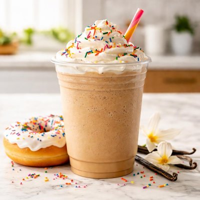 Dunkin dounuts vanilla frosted donut frozen coffee